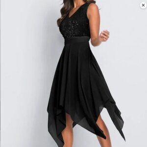 Venus V-neck sequin handkerchief dress cocktail party Size 8